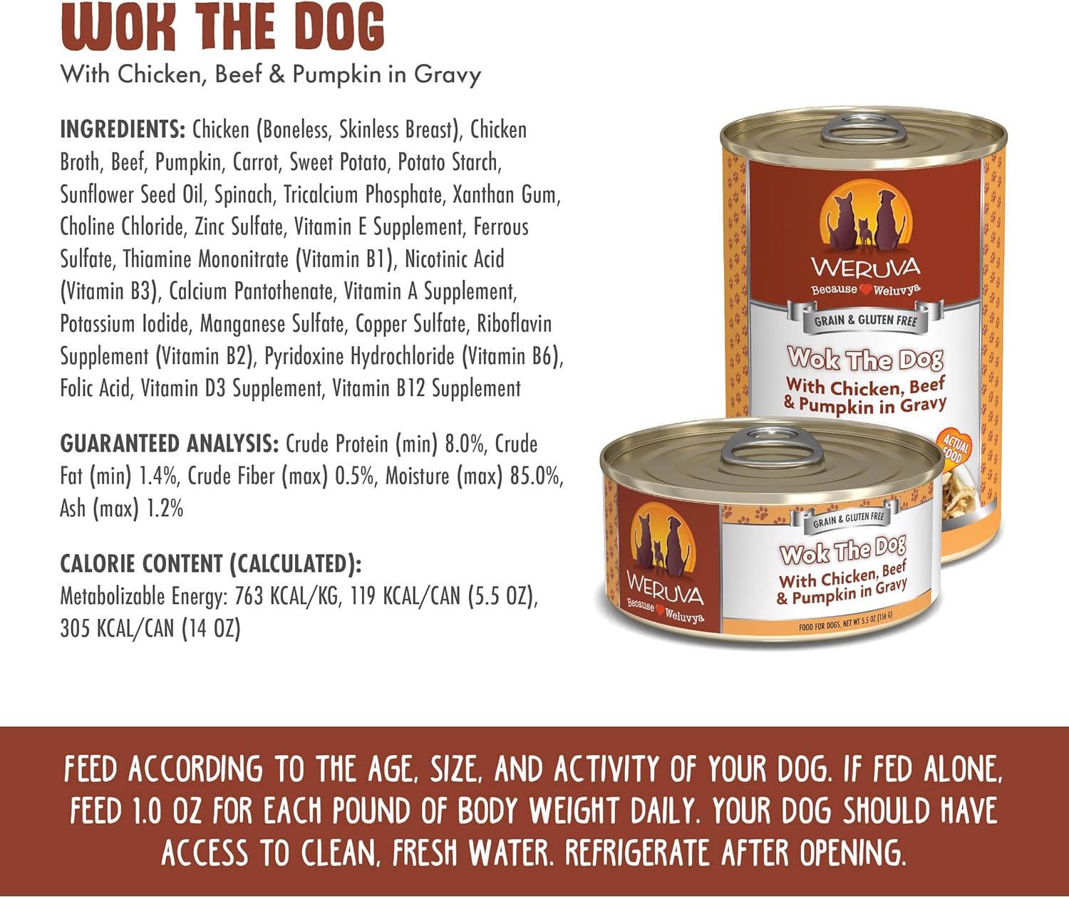 Weruva Wok The Dog with Chicken, Beef, & Pumpkin Wet Dog Food, 14 oz
